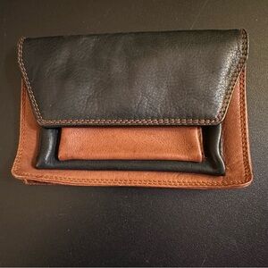 Black and Brown Leather Belt Wallet